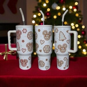40oz Gingerbread Mouse Ears Tumbler Christmas Stainless Steel Cup Holiday Gift